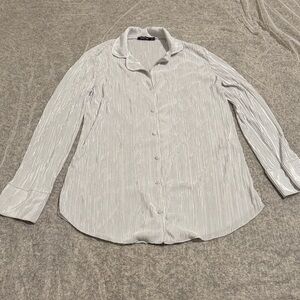 Boohoo Striped White Button-Down Shirt